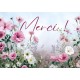 Mini-carte Fleurs roses et blanches