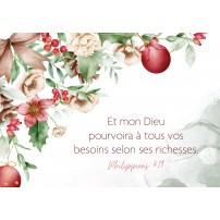Mini-carte Aquarelle houx et décorations de Noël
