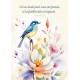 Carte Avec Verset Oiseau posé sur des fleurs en aquarelle