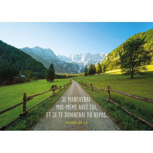 Carte Avec Verset Chemin pierre et montagnes