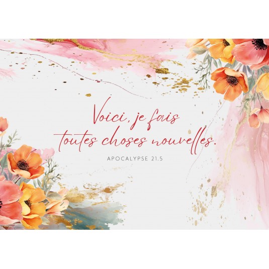 Carte Avec Verset Fleurs en aquarelle
