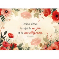 Carte Avec Verset Cadre fleurs rouges aquarelle