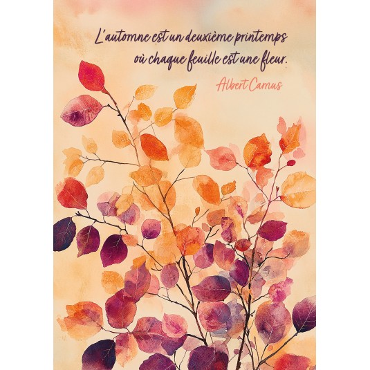 Carte Citation Feuilles d'automne à l'aquarelle