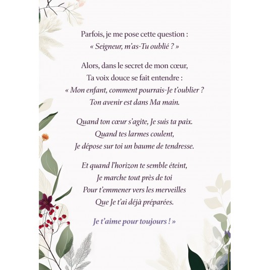 Carte citation "Dieu t'aime pour toujours"