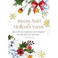 Carte Fin D'année Aquarelle de fleurs et décorations de Noël
