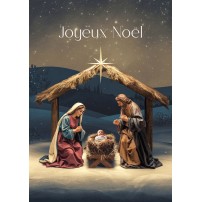 Carte Fin D'année Crèche traditionnelle avec Jésus, Marie et Joseph