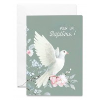 Carnet Bapteme Colombe sur une branche en fleur