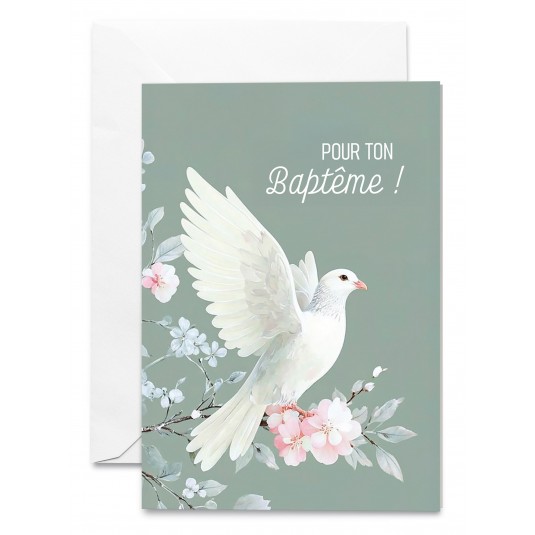 Carnet Baptême Colombe sur une branche en fleur