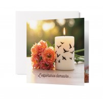 Carnet Condoléances Bougie blanche avec motifs oiseaux et fleurs