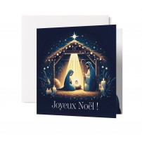 Carnet Carre Jn Crèche de Noël bleue et dorée