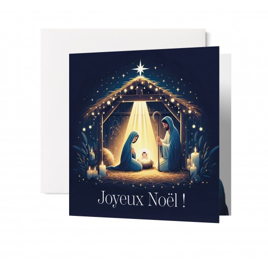 Carnet Carré JN Crèche de Noël bleue et dorée