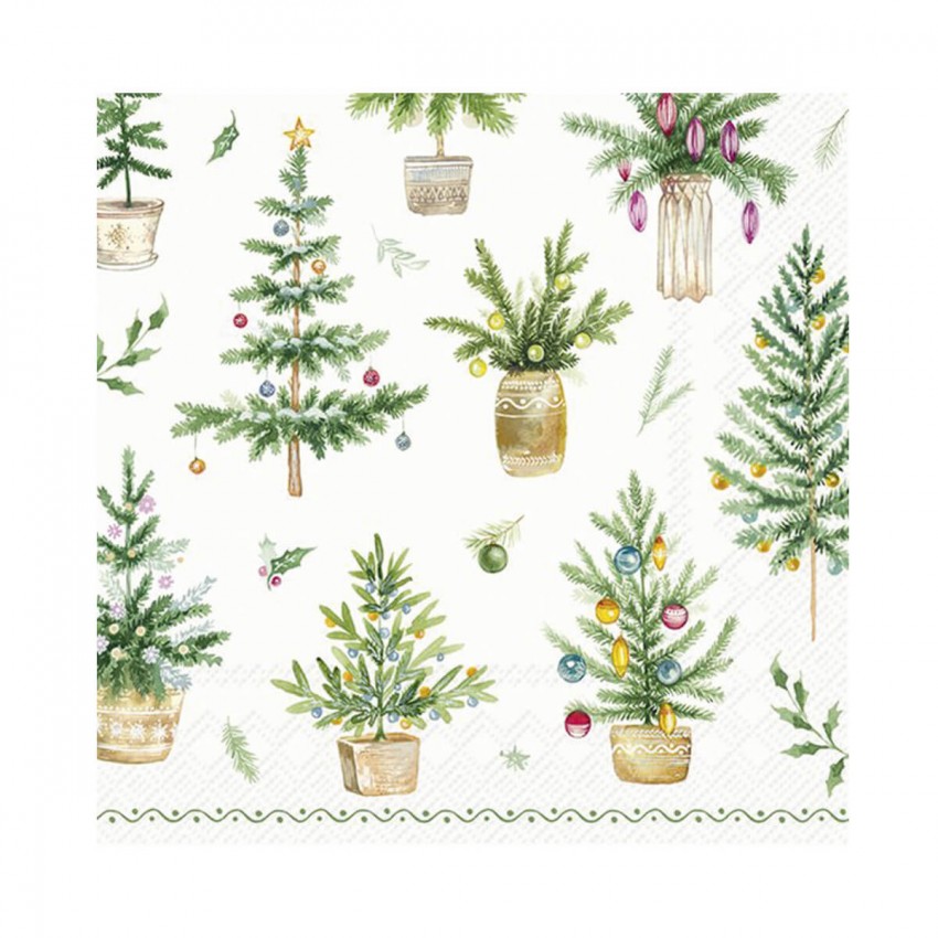 Serviettes En Papier De Noël - Lot De 20, Motif Houx Et Pin, 3 Plis, Qualité Supérieure, FSC