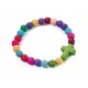Bracelet extensible perles multicolores et croix magnésite verte