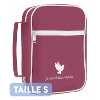 Housse pour Bible grenat "Je vous laisse ma paix" taille S