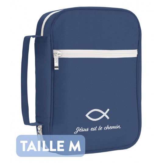 Housse pour Bible bleue "Jésus est le chemin" taille M