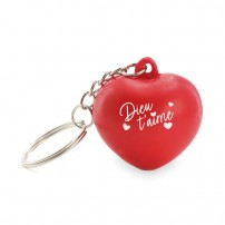 Porte-cl&eacute; c&oelig;ur antistress rouge