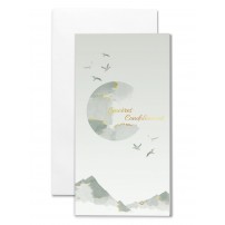 MINI-CARNET Condol&eacute;ances : Oiseaux dans le ciel et Lune au-dessus de montagnes