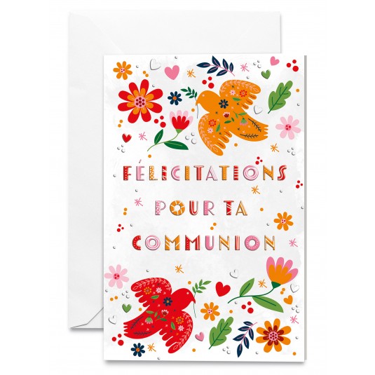 Carnet Oiseaux rouge et orange et fleurs dessin&eacute;s