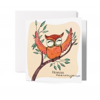 Carnet Carre Anniversaire Chouette sur une branche