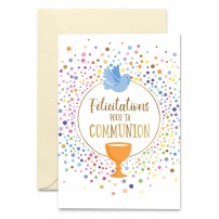 Carnet Communion Colombe, coupe et points color&eacute;s