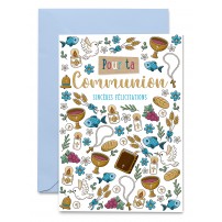 Carnet Communion Motifs de poissons, colombes, bougies, coupes...