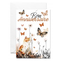 Carnet Anniversaire Chat roux et papillons