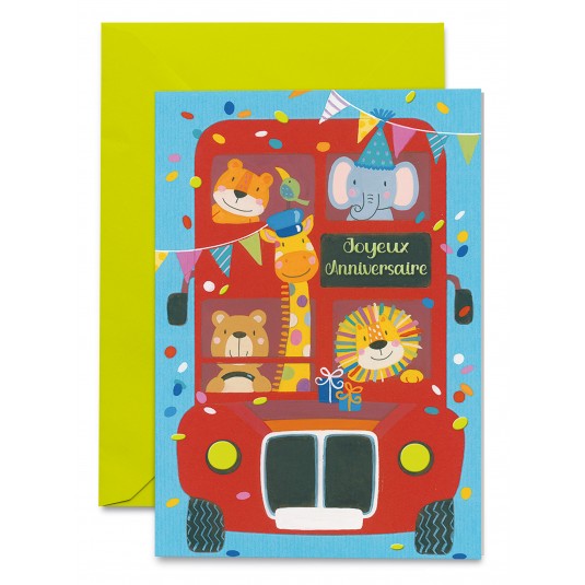 Carnet Anniversaire Animaux dans un bus londonien