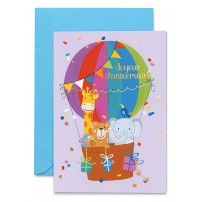 Carnet Anniversaire Animaux dans une montgolfi&egrave;re