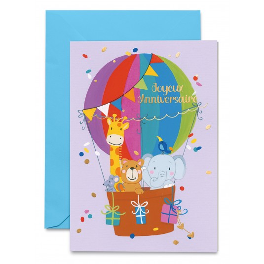 Carnet Anniversaire Animaux dans une montgolfi&egrave;re