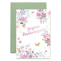 Carnet Anniversaire Petites fleurs dessin&eacute;es sur fond blanc