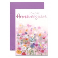 Carnet Anniversaire Champ de fleurs sur fond flou