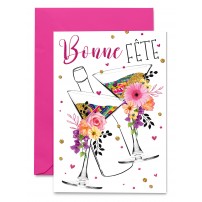 Carnet Bonne F&ecirc;te Verres et fleurs