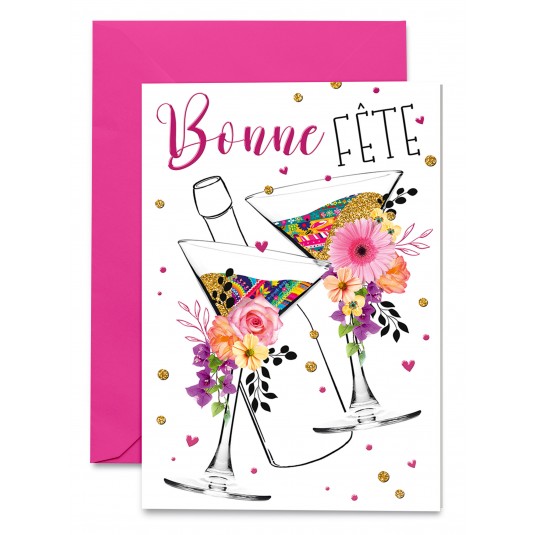 Carnet Bonne F&ecirc;te Verres et fleurs