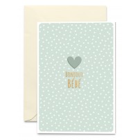 Carnet Naissance C&oelig;ur sur fond vert &agrave; pois blancs