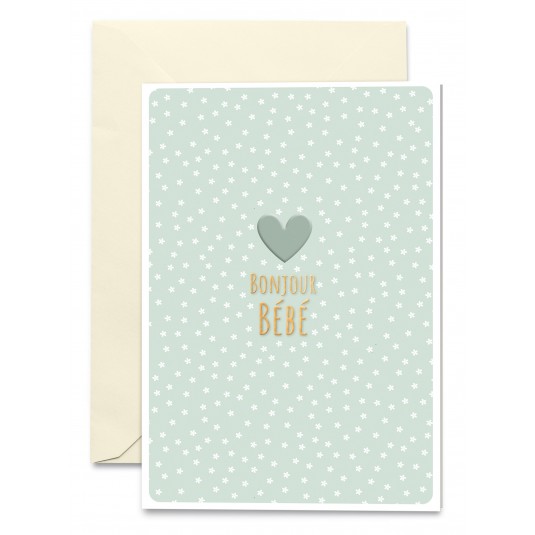 Carnet Naissance C&oelig;ur sur fond vert &agrave; pois blancs