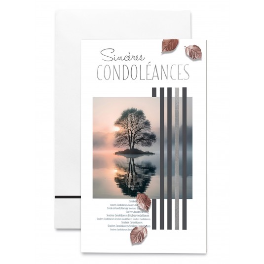 Carnet Condol&eacute;ances Arbre au milieu d'un lac et bandes verticales