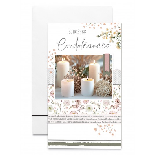 Carnet Condol&eacute;ances Bougies et motifs floraux