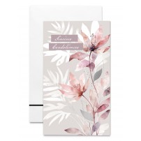 Carnet Condol&eacute;ances Fleurs roses et blanches sur fond gris