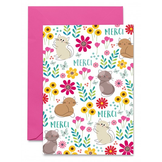 Carnet Chats et fleurs dessin&eacute;s