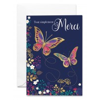 Carnet Papillons et fleurs sur fond bleu nuit