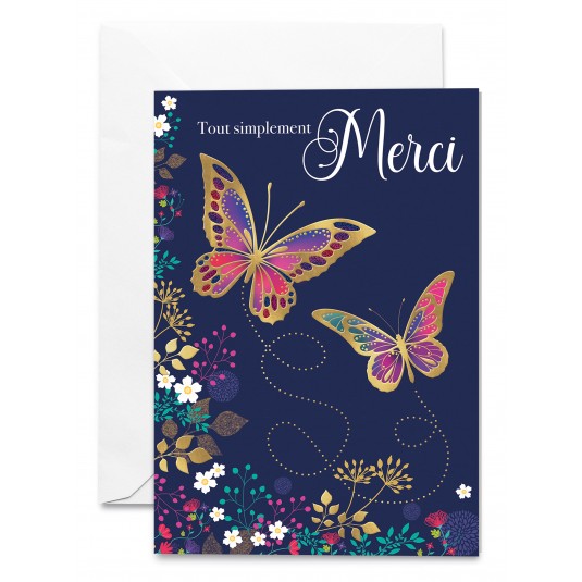 Carnet Papillons et fleurs sur fond bleu nuit