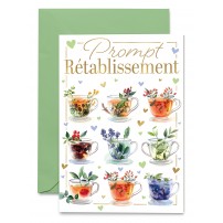 Carnet Tasses de th&eacute;s avec feuilles vari&eacute;es