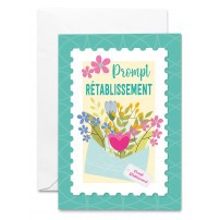 Carnet Timbre avec bouquet dans une enveloppe