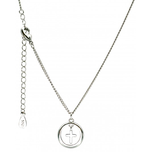 Collier &laquo;&nbsp;Croix dans un anneau&nbsp;&raquo; en argent