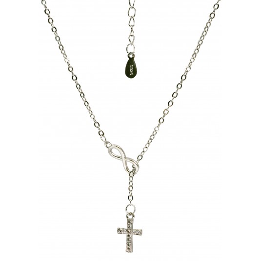 Collier &laquo;&nbsp;Croix&nbsp;&raquo; argent avec symbole de l'infini
