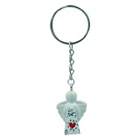 Porte-cl&eacute;s ange gardien &laquo;&nbsp;C&oelig;ur&nbsp;&raquo; naturel