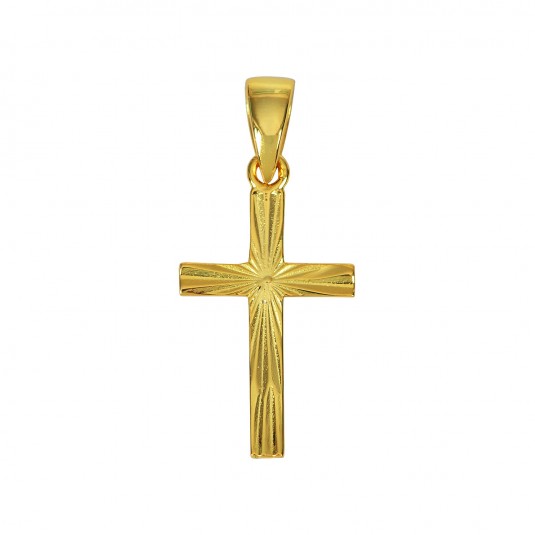 Pendentif croix, plaqu&eacute; or, argent sterling 925