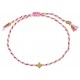 Bracelet textile tressé avec croix - rose