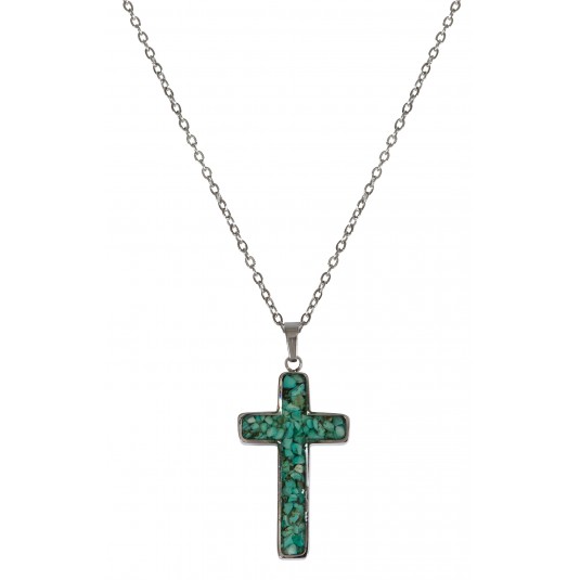 Collier avec pendentif croix, acier inoxydable
