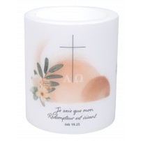 Photophore en cire &laquo;&nbsp;mon R&eacute;dempteur est vivant &raquo;